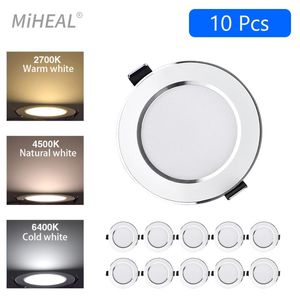 Downlights 10pcs Led Downlight 220v Ceiling Light 5W 9W 12W 15W Recessed Down Round Panel Spotlight Indoor Lighting