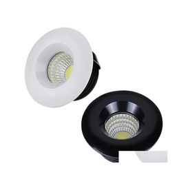 Downlights 110V 220V 12V Dimmable LED ronde Cob Mini Spot encastré vers le bas lampe pour armoire maison lumières vitrine pilote inclus Drop D Ot5Jc