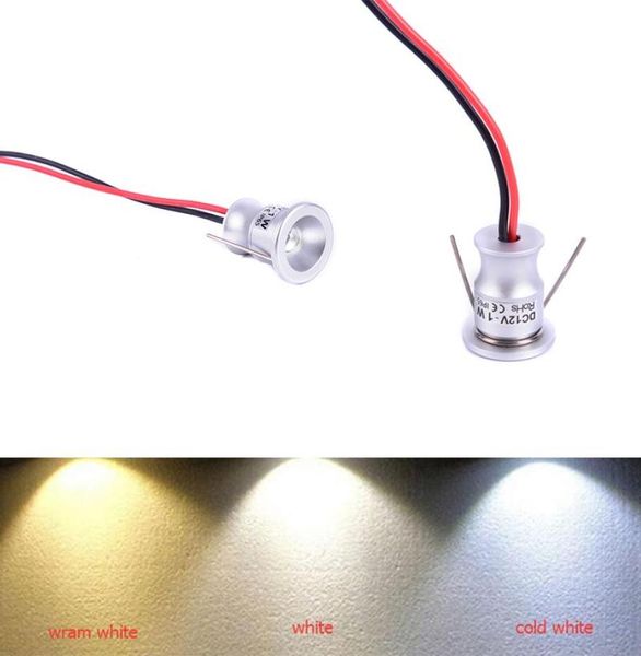 Downlights 12V LED Spotlight Gabinete Mini Spot Light IP65 Impermeable Empotrable Armario Vitrina Pantalla 1W Cuerpo de aluminio9964178