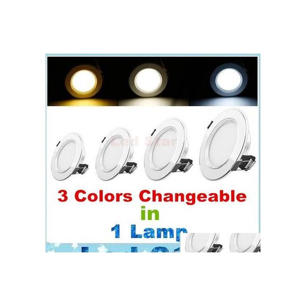Downlights 3 couleurs en 1 lampe modifiable LED plafonniers 3W 5W 7W 9W 12W lampes encastrées AC 110240V livraison directe éclairage Ind Otdrc