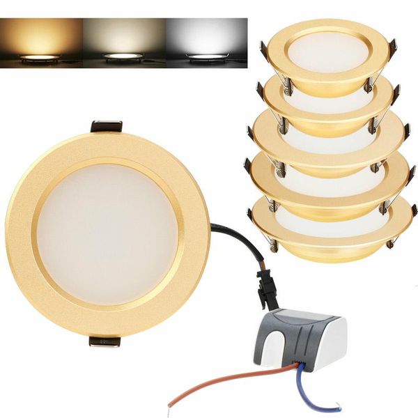 Downlights 3W 5W 7W 9W 12W doré LED encastré plafonnier luminaire Downlight lampe pilote projecteur éclairage pour la décoration de bureau à domicile