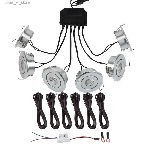 Downlights 3W x 6 COB Mini LED Spot Regulable Control remoto Lámpara Techo empotrado 40 mm Agujero 6x4 m Cable largo Gabinete Luces kit YQ240226