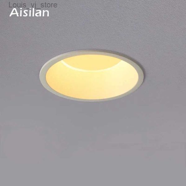 Downlights Aisilan LED Downlight Borde estrecho Suavizar la luz Iluminación del hogar Lámpara de techo empotrada de alto lumen Punto de brillo YQ240226