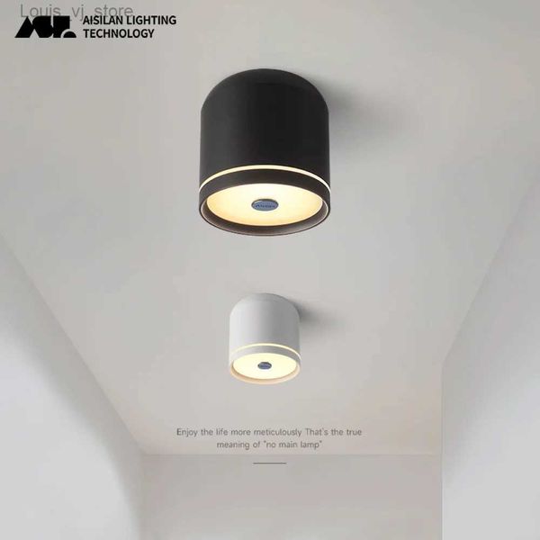 Downlights Aisilan LED Downlight montado en superficie aluminio mate 7W luz de techo de inundación para sala de estar dormitorio pasillo YQ240226