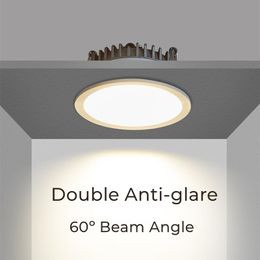 Downlights LED anti-éblouissement profond Downlight sans cadre encastré Dimmable 5W 7W 12W plafonnier chambre salon cuisine allée Spot éclairage