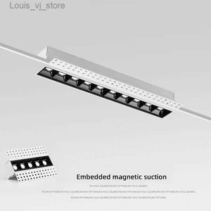 Downlights LED-downlight Lijnlichtbalk Creatieve lineaire randloze magnetische lamp Verzonken plafondlampen Strip Woonkamer Gang YQ240226