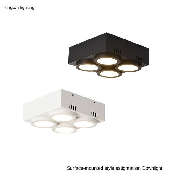 Downlights LED non principale lumière 4x10w 4x7w carré monté en surface Downlight Cob quatre têtes grille lampe biliaire