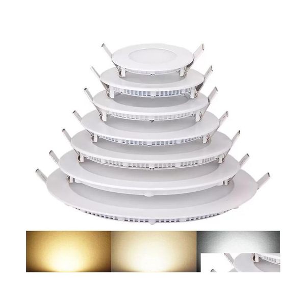 Downlights Led Encastré Lampe Dimmable 4W 6W 9W 12W 15W 18W 21W Blanc Chaud/Naturel/Froid Supermince Panneau Lumière Drives Drop Delivery Li Dhyen