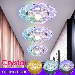 Downlights Moderne Cristal LED Plafond Éclairage Salon Maison Lustres Luminaire Allée Couloir Lampe Lustre 12W Multicolor217n