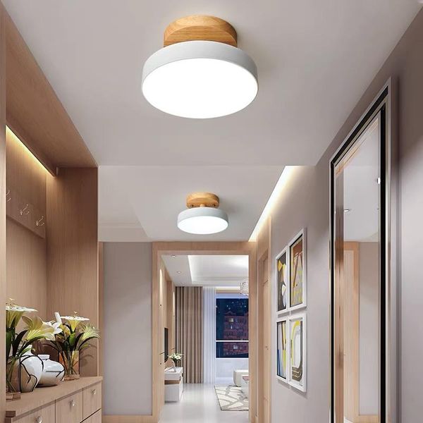 Downlights LED moderno de madera nórdica, accesorio de luces de techo para interiores, balcón, pasillo, cocina, sala de estar, dormitorio, baño, lámparas de decoración del hogar