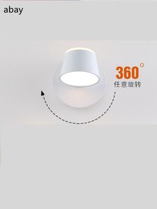 Downlights Noordse eenvoudige slaapkamer bedkamer bedlamp creatieve corridor huisstudie verstelbaar op en neer licht LED -muur