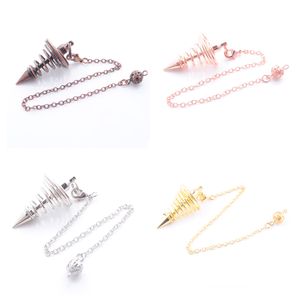 Wichelrantensspiraal kegel hangers Rose Gold Antieke Silvers Pyramid Pendule Reiki Amulet Pendulum Pendulo Radiestesia Pendulums ketting BN397