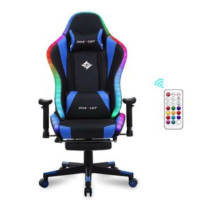 DOXACEF LED RGB-massage- en voetsteun Grote ergonomische computerbureau Videogaming met lichteffect Verstelbare verstelbare gamerstoel