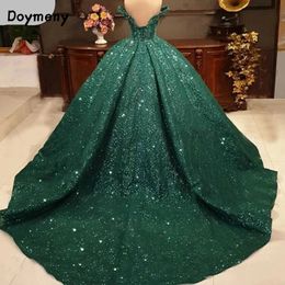 Doymeny paillettes velours paillettes Quinceanera robe épaules nues douce 16 ans princesse pour 15 ans robes 240227