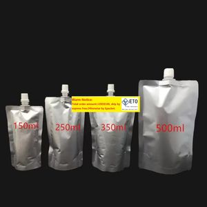 Doypack 150ml 250ml 350ml 500ml Papel de aluminio Stand Up Spout Bolsa de líquido Paquete BeverageSqueezeDrink Bolsa con boquilla