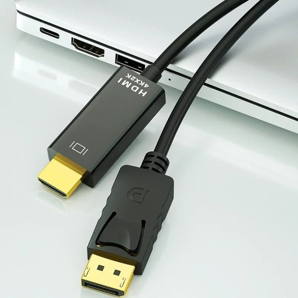 Adaptateur de câble compatible DP à HDMI mâle à femelle pour le port d'affichage PC HP / Dell pour ordinateur portable au convertisseur de cordon compatible HDMI 1080p