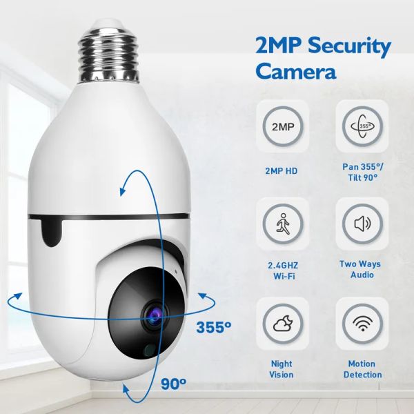 DP17 200W E27 ampoule caméra de Surveillance 1080P Vision nocturne détection de mouvement extérieur intérieur réseau moniteur de sécurité caméras ZZ