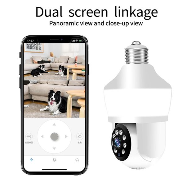 DP43 Surveillance sans fil 3MP HD Ampoule Caméra Détection de mouvement Couleur Vision nocturne PTZ Smart Wifi Intérieur Extérieur Ampoule Caméras