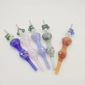 DPGHS103 5,1 inch rookaccessoires glazen Nector Collector rietje Kit met 10 mm roestvrijstalen punt en 10 mm plastic clip