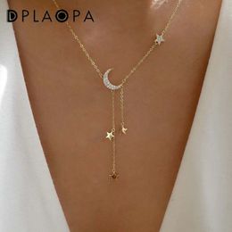 DPLAOPA 925 Sterling Silver Moon Drop Chain Star Moon Pendant Lange keten Luxe Fijne sieraden Crystal Jewels 231222