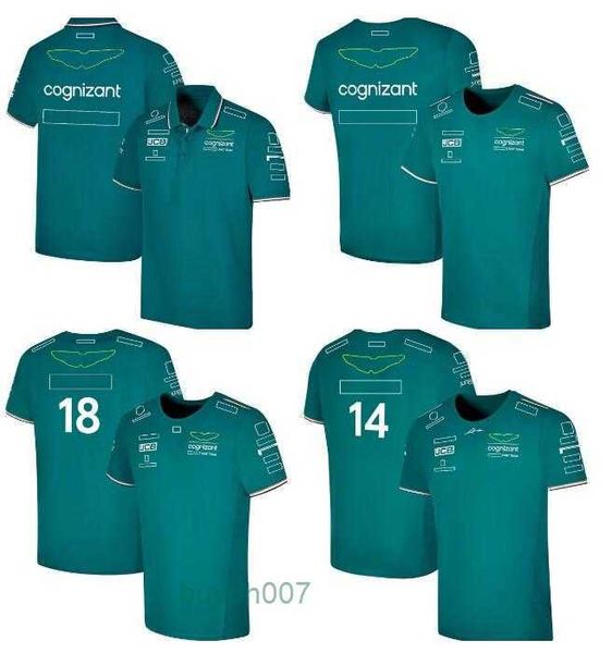 Dqgz Polos para Hombre Camisetas para Hombre Moda Camisetas del Equipo Aston Martin F1 Piloto de Carreras español Fernando Alonso 14 y Stroll 18 Polo de Gran tamaño Camiseta de diseñador Personalizable