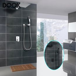 DQOK Termostático Ducha grita de ducha cromada Conjunto de ducha de baño Sistema de ducha de lluvia de cascada Tapos de grifo de bañera
