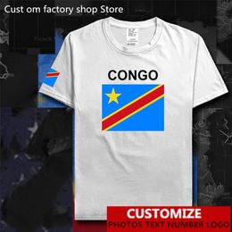 DR Congo Pays Drapeau T-shirt Gratuit Maillot Personnalisé DIY Nom Numéro 100 Coton T-shirts Hommes Femmes Lâche Casual T-shirt 220616
