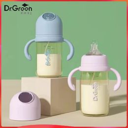 Dr.Green Upgrade Geboren babyfles brede mond met handgreep PPSU 180 ml/240 ml Volledige lichaam Wasbaar lichtgewicht/dropbestendig 231222