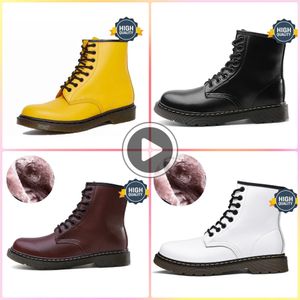 Dr Martinser Femmes Célèbre Designer Bottes Airwair Bottine Haute Doc Martenser Og 1460 Jadon Cuir Lisse Nappa Jaune Point Bottines Mocassins Bas