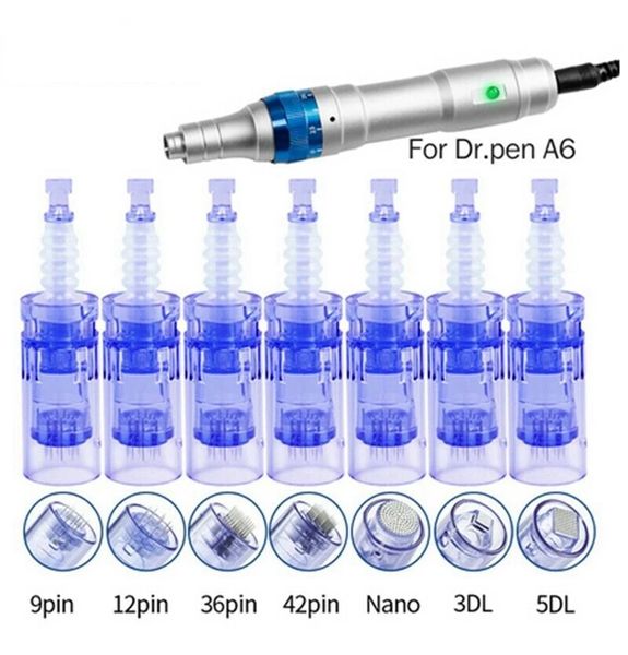 Cartucho de aguja de bayoneta Dr. Pen A6 para Derma Pen eléctrico Microneedling MTS Cuidado de la piel 9/ 12/ 36/ 42 / Nano Tattoo 1/3/5 / 7pin Micro agujas de reemplazo automático Consejos