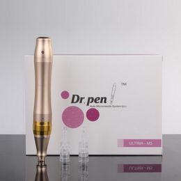 DR. Pluma medio permanente maquillaje eléctrico Derma Pen inalámbrico 5 velocidades rodillo eléctrico de microagujas con 2 uds cartuchos de agujas