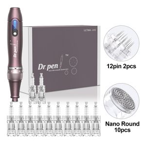 Dr. Pen Ultima A10 Pen Microneedle Roller con 12 cartuchos Wireless Derma Auto Pen Electric Micro Needles Máquina para el cuidado de la piel