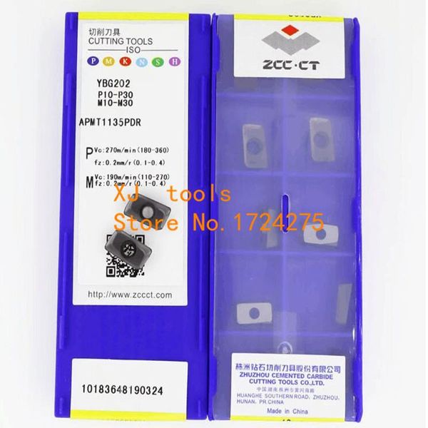 Outil de fraisage APMT1135PDR APMT160408PDER YBG202 YBG205 YBG302 100% Original ZCC.CT APMT1135 APMT1604, Insert en carbure