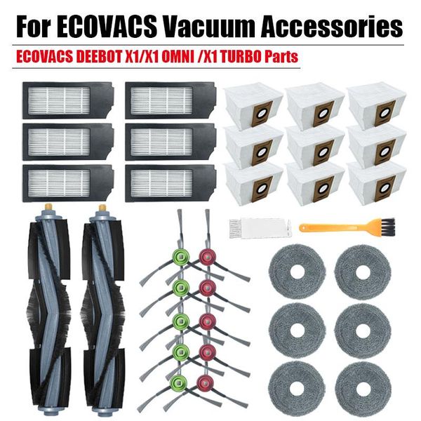 Accessoires pour aspirateur Ecovacs Deebot X1 Omni Turbo, Kit de brosse principale, filtre Hepa, vadrouille, chiffon de nettoyage, sac à poussière, pièces de rechange