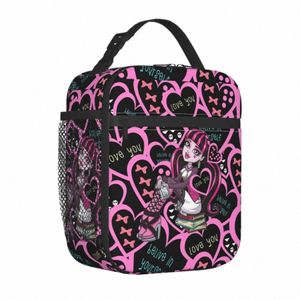 Draculaura Heart Isulate Isulate Lunch Sac Mster High Carto Reutilisable Sac thermique Boîte à lunch Tote École extérieure Femmes C8JS #