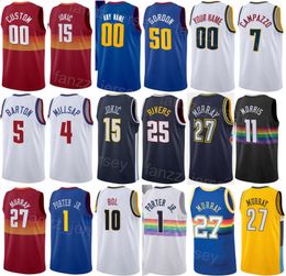 Draft Pick Screen Print Christian Braun Basketball Jersey Jamal Murray 27 Nikola 15 Michael Porter Jr 1 Will Barton 5 Monte Morris 11 Aaron Gordon 50 Nombre personalizado