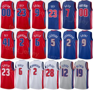 Choix de repêchage sérigraphié Basketball Kemba Walker Jersey Ismael Kamagate Jalen Duren Jaden Ivey 23 Cade Cunningham 2 Jerami Grant 9 Killian Hayes Numéro de nom personnalisé