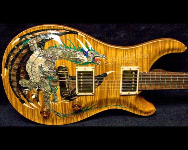Dragon 2000 30 Violin Amber Flame Maple Top Guitarra eléctrica No InlayDouble Cuerpo de madera de trémolo Atinguidad 8421477
