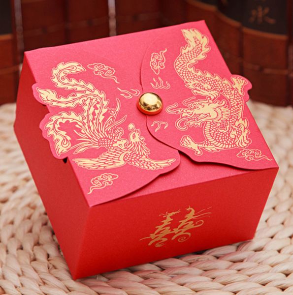 Dragon et Phoenix impression boîtes à bonbons Style chinois boîte à bonbons de mariage sacs-cadeaux chocolat sucré boîtes de faveur de mariage