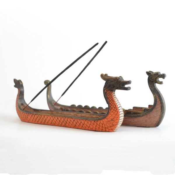 Quemador de incienso tallado a mano con forma de barco Dragón, adornos de incensario Retro, diseño tradicional, nuevo