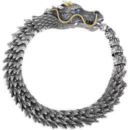 Dragon armbanden voor mannen Chinese stijl retro zilveren plaat dominante kiel Bangle heren trend persoonlijkheid Vintage sieraden mannelijk geschenk