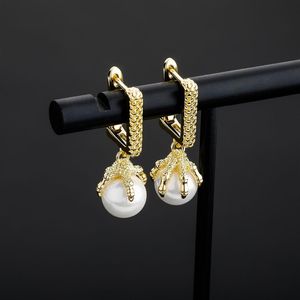 Boucles d'oreilles en perles griffe de Dragon pour hommes et femmes, pendantes en or, mode Hip Hop, bijoux 298U