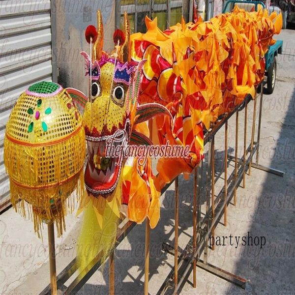 Disfraz de dragón Amarillo tamaño 6 # 5 5m niño folk SILK parad smart china Mascot Rendimiento decoración juego deporte Ornamen Juguete vacaciones Christm242K