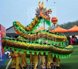 Drakendans rood maat 4 10M Lengte vergulde volwassen Rave Carnaval mascotte kostuum bruiloft podium decor china speciale cultuur holi4513940