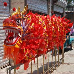 DRAGON DANCE Stage Wear 14m 8 adultes soie tissu Chinois Printemps Jour ORIGINAL Folk Festival Célébration mascotte Costume327Y