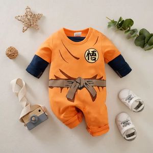Draak DBZ Baby Boy Anime Kleding 100% Katoen geboren Romper Baby Cosplay Halloween Kostuum Peuter Kids Jumpsuit 0-18M 240304
