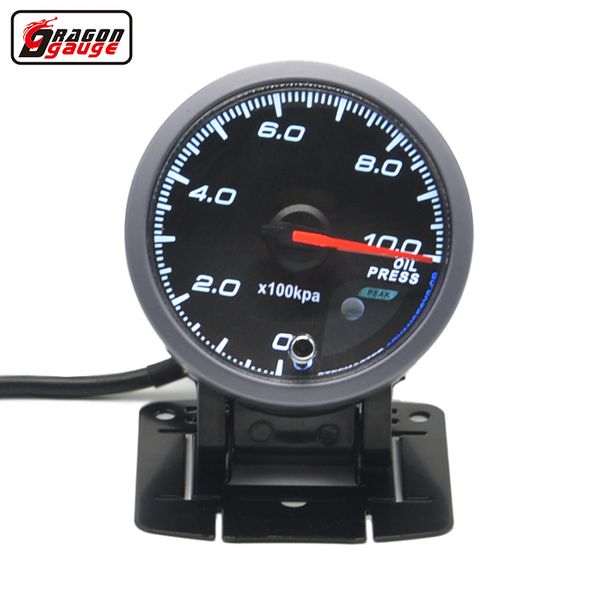 Dragon gauge 60mm Stepper moto Fonction d'auto-test Auto car Racing Refit Pointer Jauge de pression d'huile