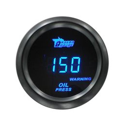 Dragonmeter Autometer 2quot 52 mm Oliedrukauto Meter Blue LED Digitale display Black Rim Shell voor 12V voertuig3104294