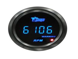 Dragon Gauge Car Tachometer meter 2quot 52 mm tpm meter blauw LED digitaal display zwarte rand shell voor 12V voertuig9701891