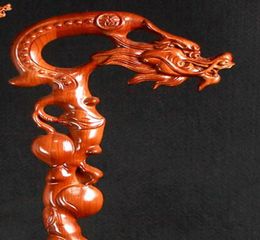 Tête de dragon Taishan, béquille en acajou, robinet de marche, canne à bois massif, sculpture, vieux bâton pour anniversaire, marche antidérapante, SIDA4784985